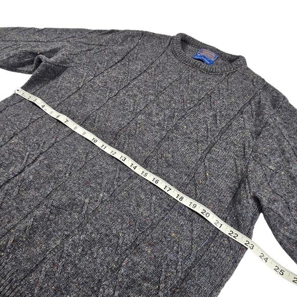 VTG Pendleton Country Traditions Sweater Gray Cable Knit Mens XL Fisherman Wool - Picture 7 of 8
